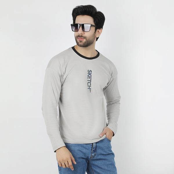 Eminent Men's Round Neck Full Sleeves T-Shirt - Dove