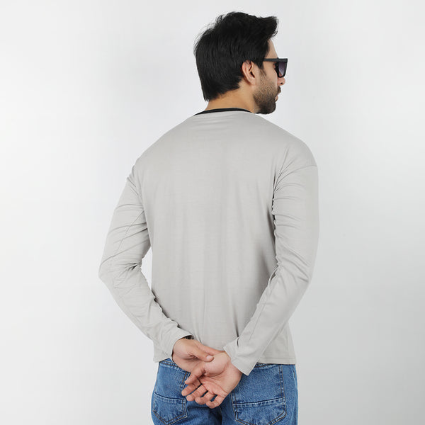 Eminent Men's Round Neck Full Sleeves T-Shirt - Dove