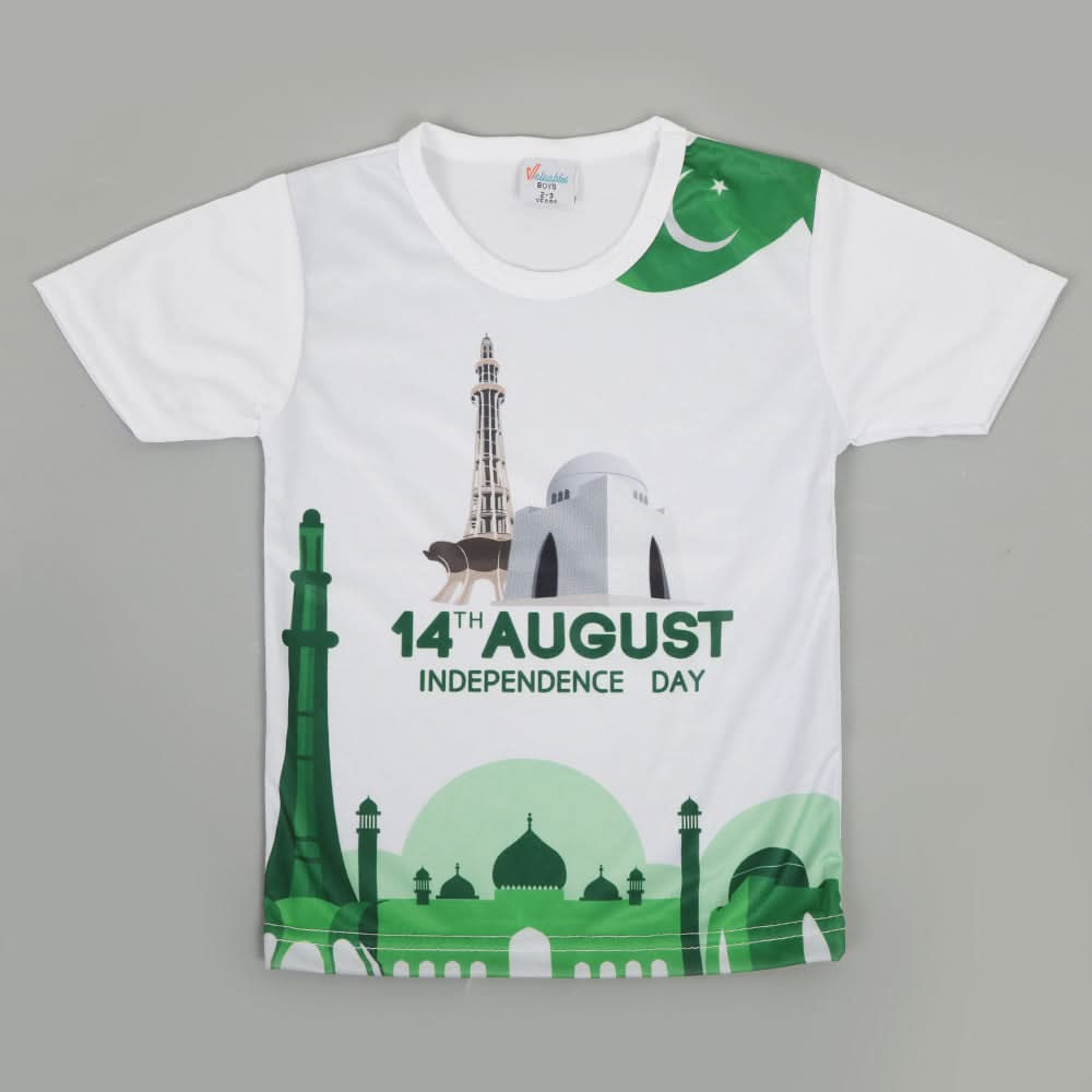 Boys Half Sleeves Azadi T-Shirt - Green, Boys T-Shirts, Chase Value, Chase Value