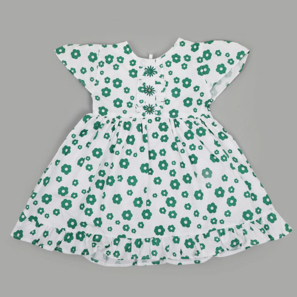 Girls Independence Day Frock - Green & White, Girls Frocks, Chase Value, Chase Value