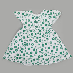 Girls Independence Day Frock - Green & White