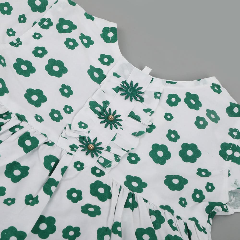 Girls Independence Day Frock - Green & White, Girls Frocks, Chase Value, Chase Value