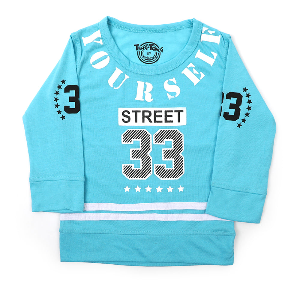 Boys Full Sleeves T-Shirt - Sky Blue, Boys T-Shirts, Chase Value, Chase Value