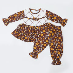 Newborn Girls Half Sleeves Suit - Brown, Newborn Girls Sets & Suits, Chase Value, Chase Value