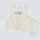 Newborn Girls Half Sleeves Suit - Cream, Newborn Girls Sets & Suits, Chase Value, Chase Value