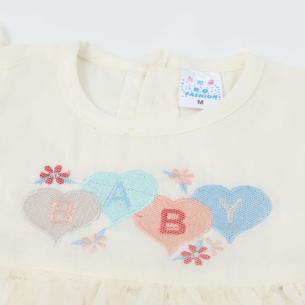 Newborn Girls Half Sleeves Suit - Cream, Newborn Girls Sets & Suits, Chase Value, Chase Value