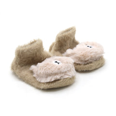 Newborn Fur Silicon Socks - Light Brown