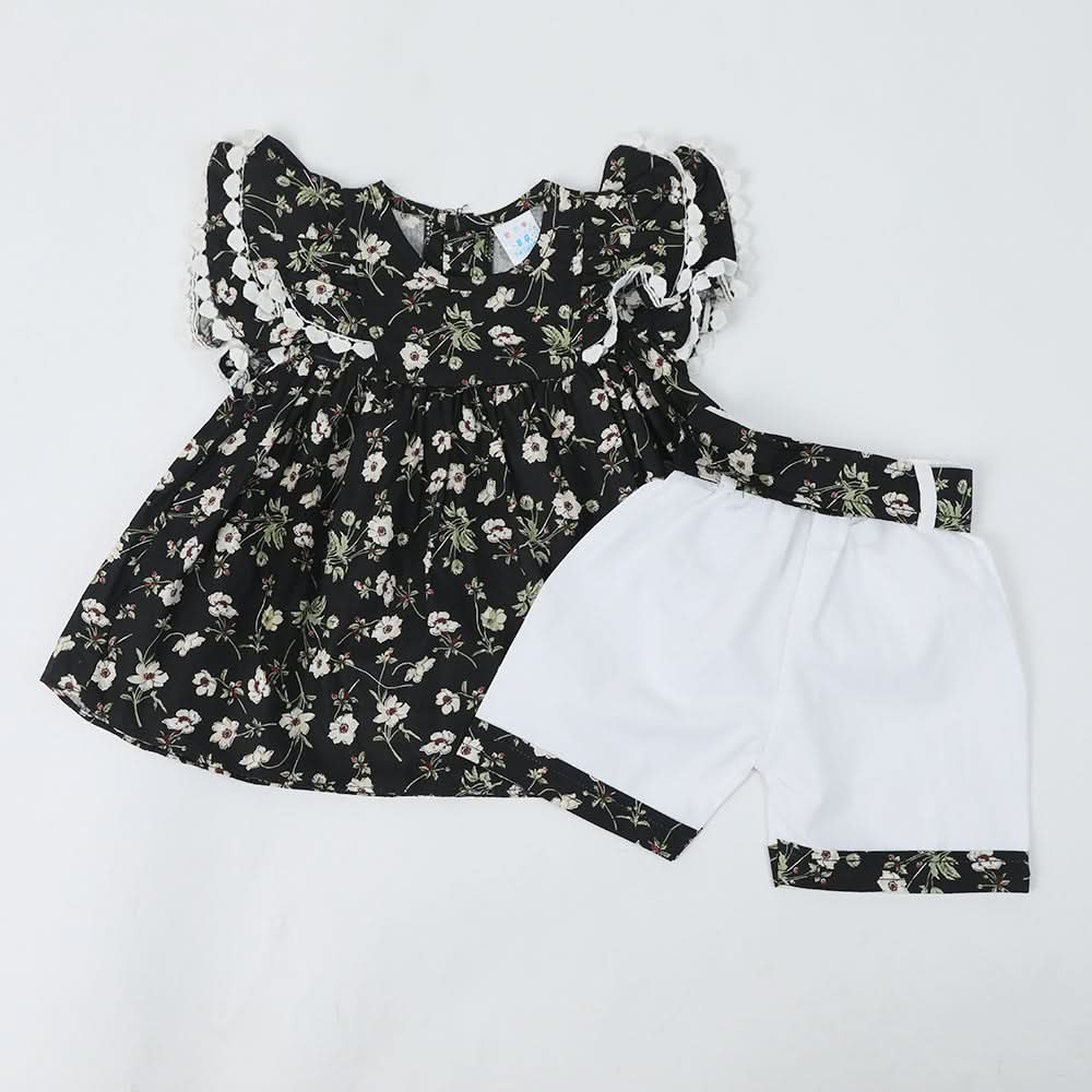 Newborn Girls Half Sleeves Suit - Black, Newborn Girls Sets & Suits, Chase Value, Chase Value