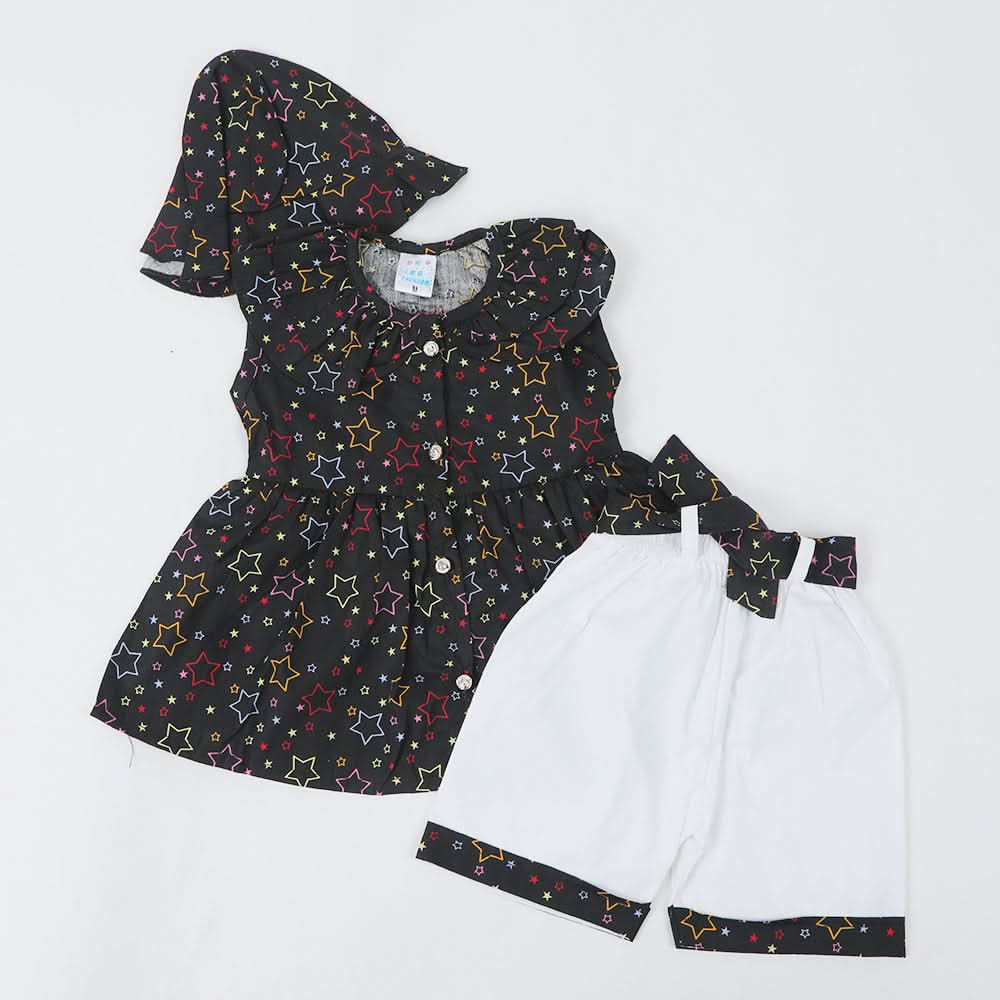 Newborn Girls Half Sleeves Suit - Black, Newborn Girls Sets & Suits, Chase Value, Chase Value