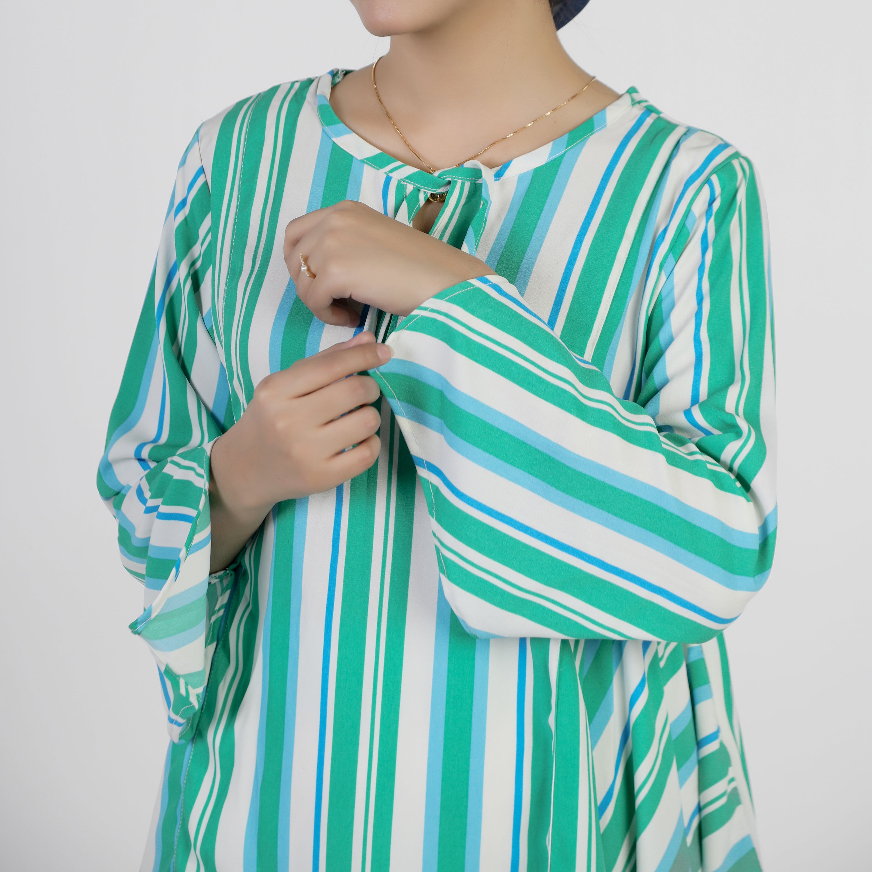 Women's Stripe Printed Western Top - Green, Women T-Shirts & Tops, Chase Value, Chase Value