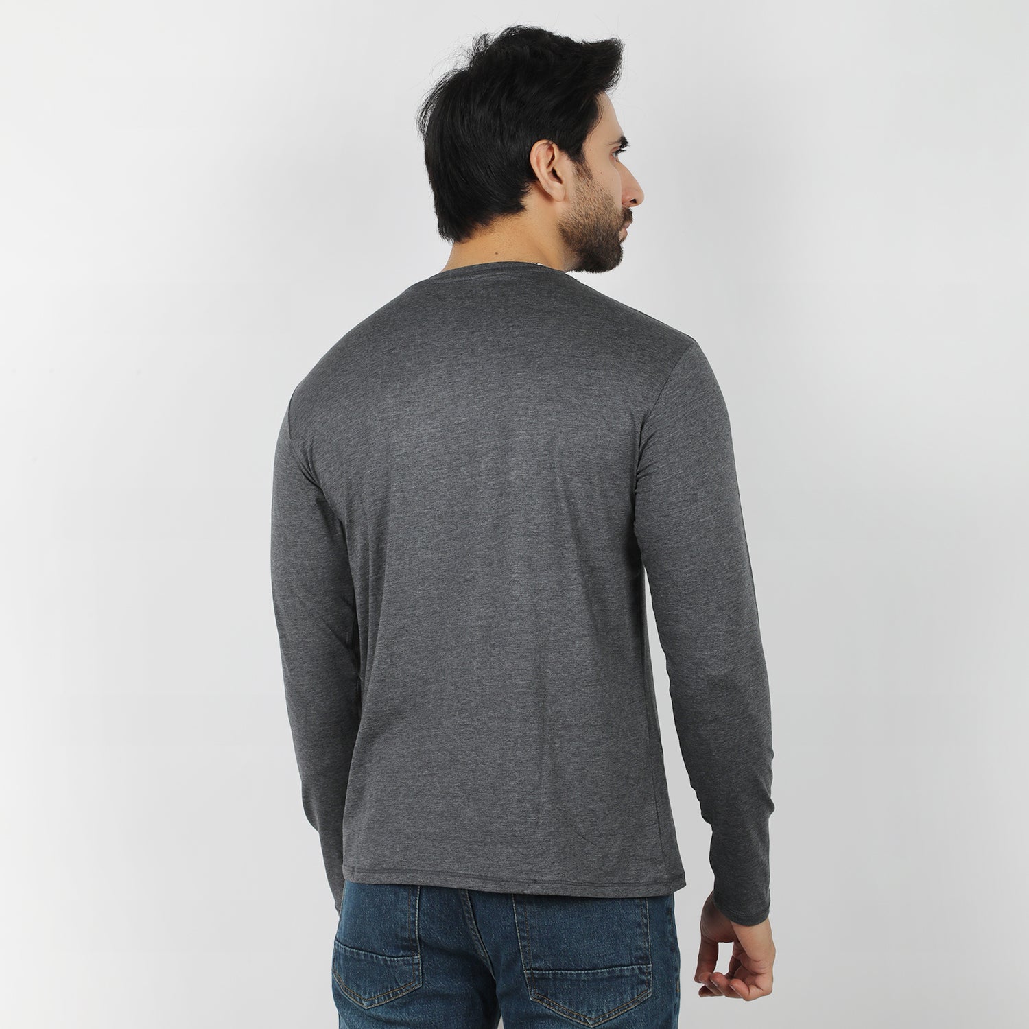 Men's Full Sleeves Printed T-Shirt - Dark Grey, Men's T-Shirts & Polos, Chase Value, Chase Value