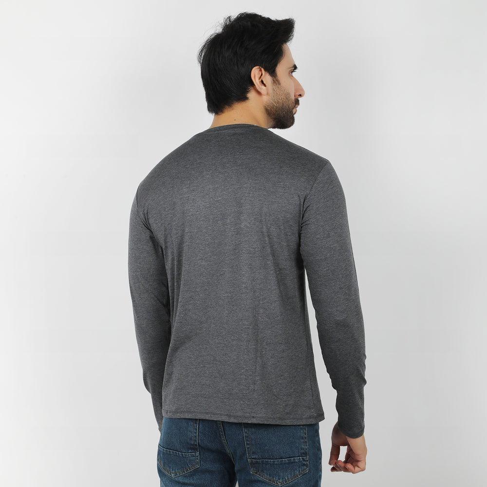 Men's Full Sleeves Printed T-Shirt - Dark Grey, Men's T-Shirts & Polos, Chase Value, Chase Value