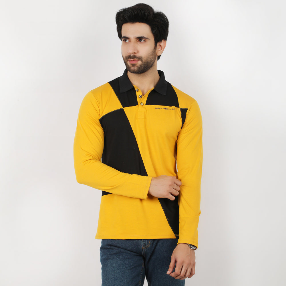 Men's Full Sleeves Polo T-Shirt - Mustard, Men's T-Shirts & Polos, Chase Value, Chase Value