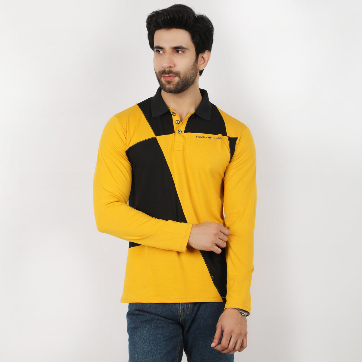 Men's Full Sleeves Polo T-Shirt - Mustard, Men's T-Shirts & Polos, Chase Value, Chase Value
