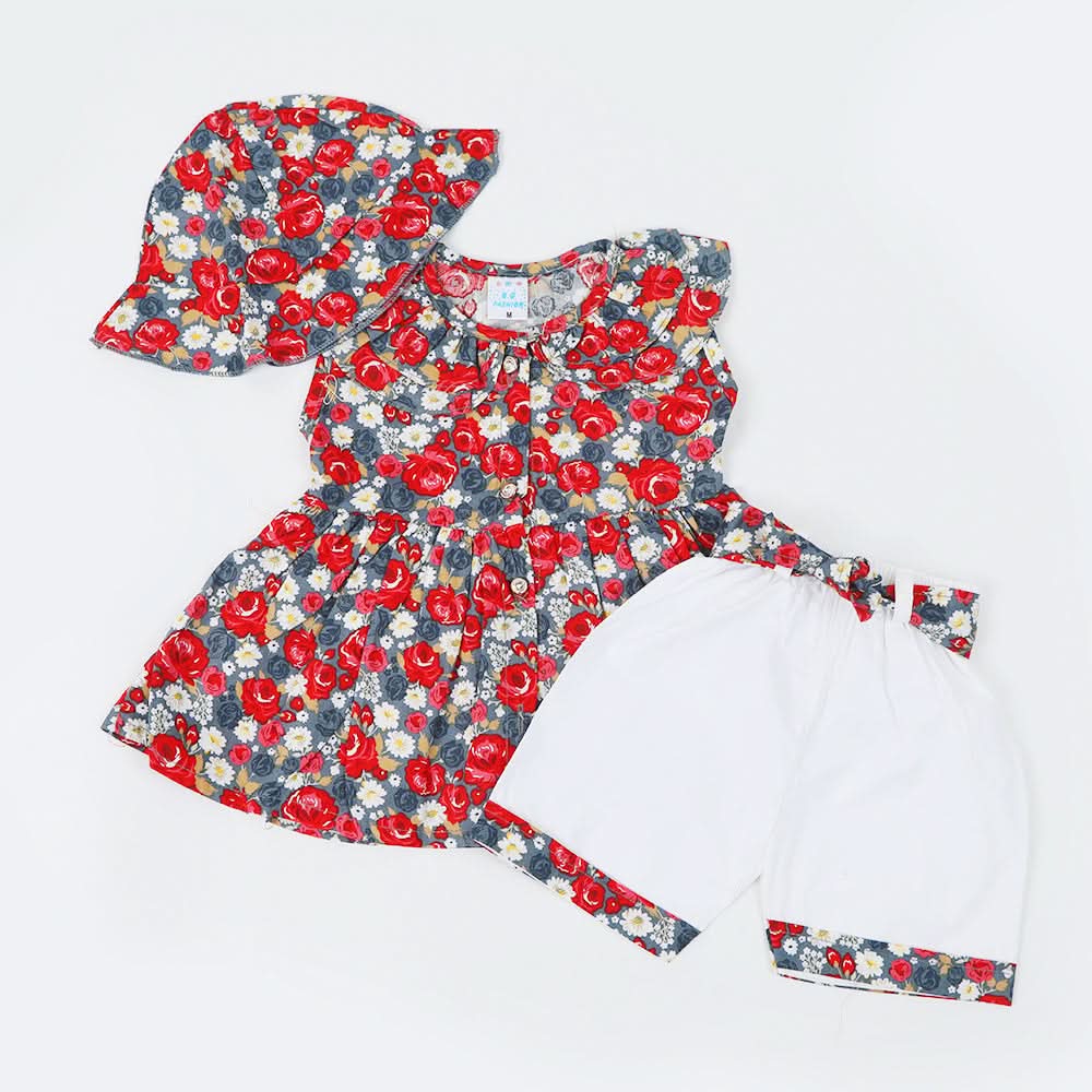 Newborn Girls Half Sleeves Suit - Red, Newborn Girls Sets & Suits, Chase Value, Chase Value