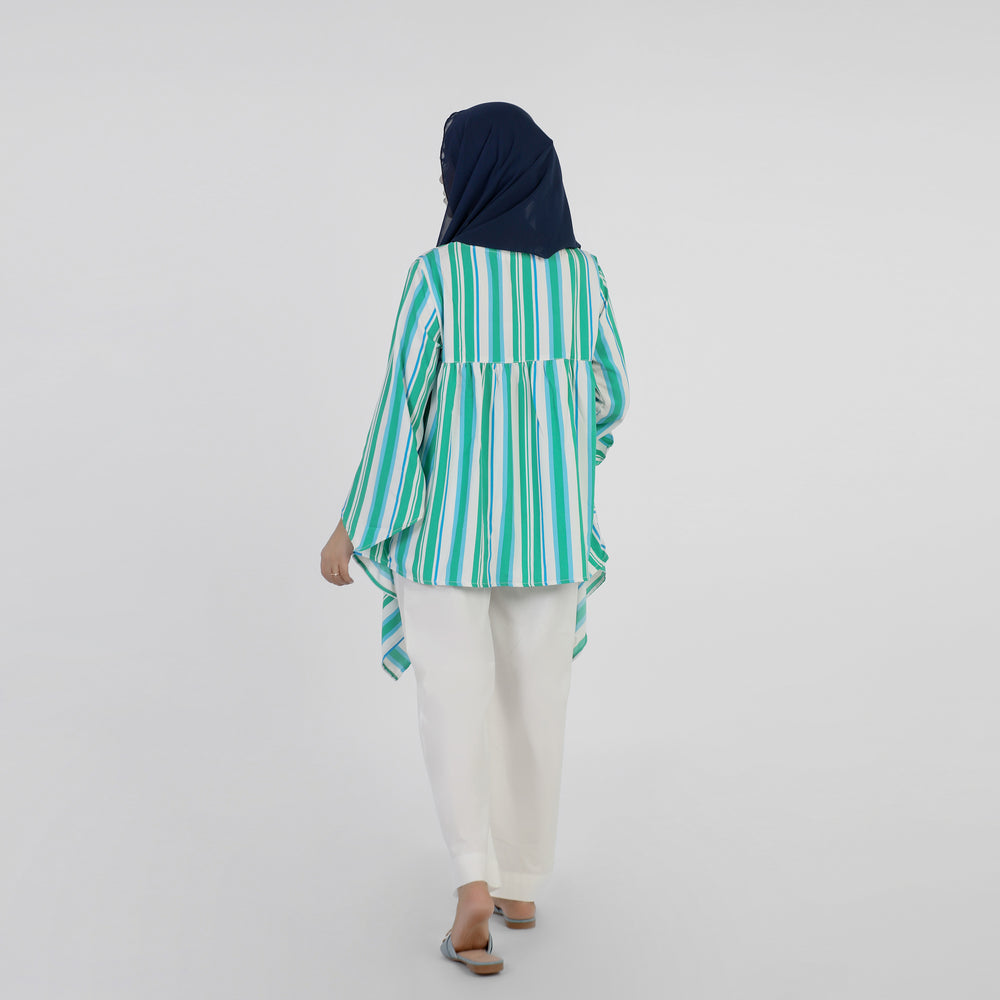 Women's Stripe Printed Western Top - Green, Women T-Shirts & Tops, Chase Value, Chase Value