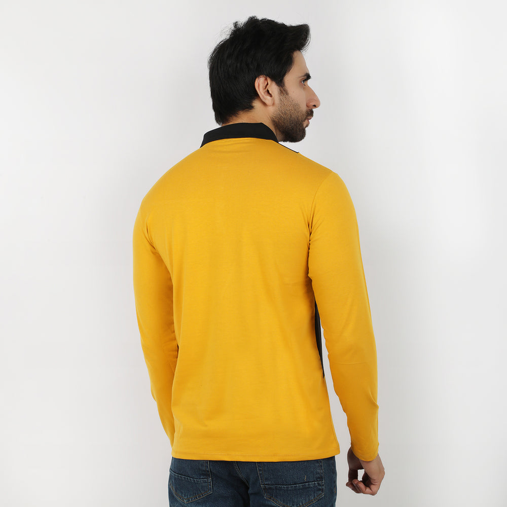 Men's Full Sleeves Polo T-Shirt - Mustard, Men's T-Shirts & Polos, Chase Value, Chase Value
