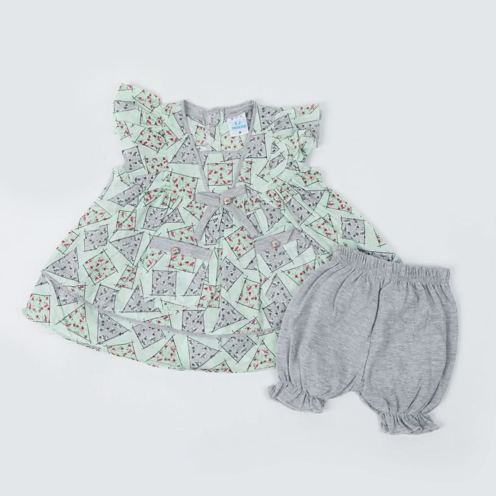 Newborn Girls Half Sleeves Suit - Light Green, Newborn Girls Sets & Suits, Chase Value, Chase Value