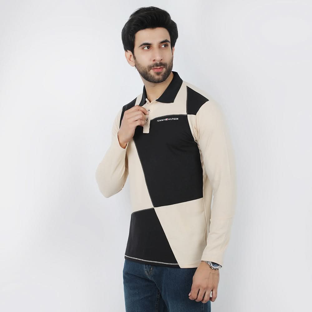 Men's Full Sleeves Polo T-Shirt - Fawn, Men's T-Shirts & Polos, Chase Value, Chase Value