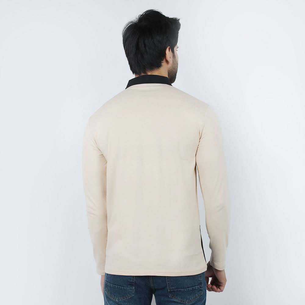 Men's Full Sleeves Polo T-Shirt - Fawn, Men's T-Shirts & Polos, Chase Value, Chase Value