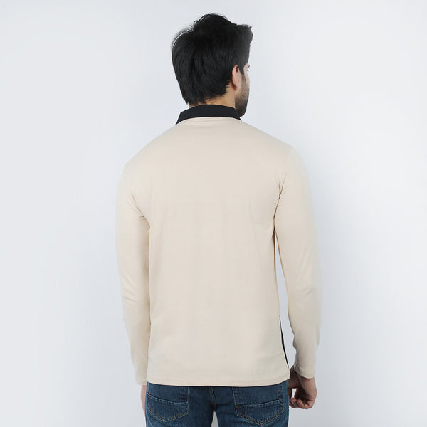 Men's Full Sleeves Polo T-Shirt - Fawn