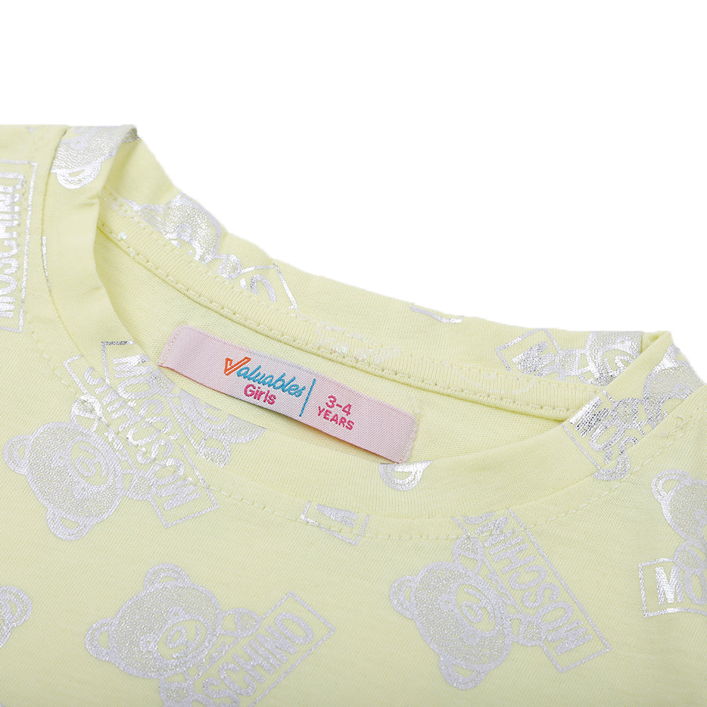 Girls Full Sleeves T-Shirt - Lemon, Girls T-Shirts, Chase Value, Chase Value