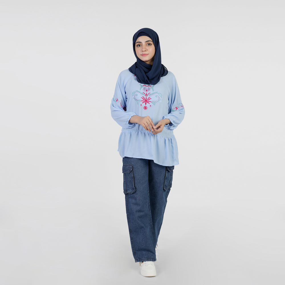 Women's Western Top - Light Blue, Women T-Shirts & Tops, Chase Value, Chase Value