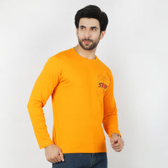 Eminent Men's Round Neck Full Sleeves T-Shirt - Mustard