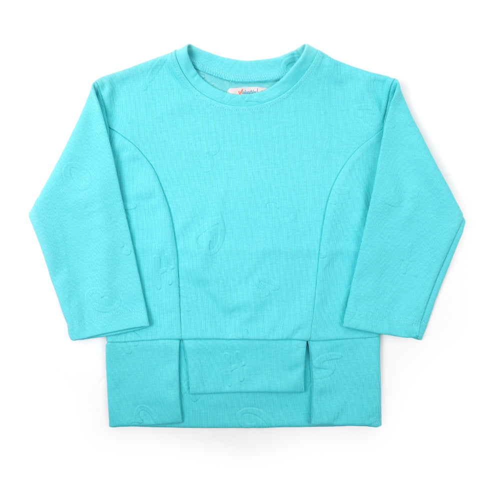 Girls Full Sleeves Sweat Shirt - Cyan, Girls Hoodies & Sweat Shirts, Chase Value, Chase Value