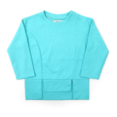 Girls Full Sleeves Sweat Shirt - Cyan