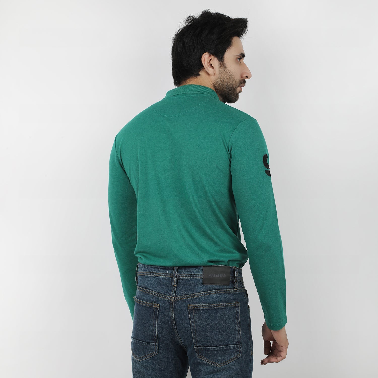 Men's Full Sleeves Polo T-Shirt - Green, Men's T-Shirts & Polos, Chase Value, Chase Value