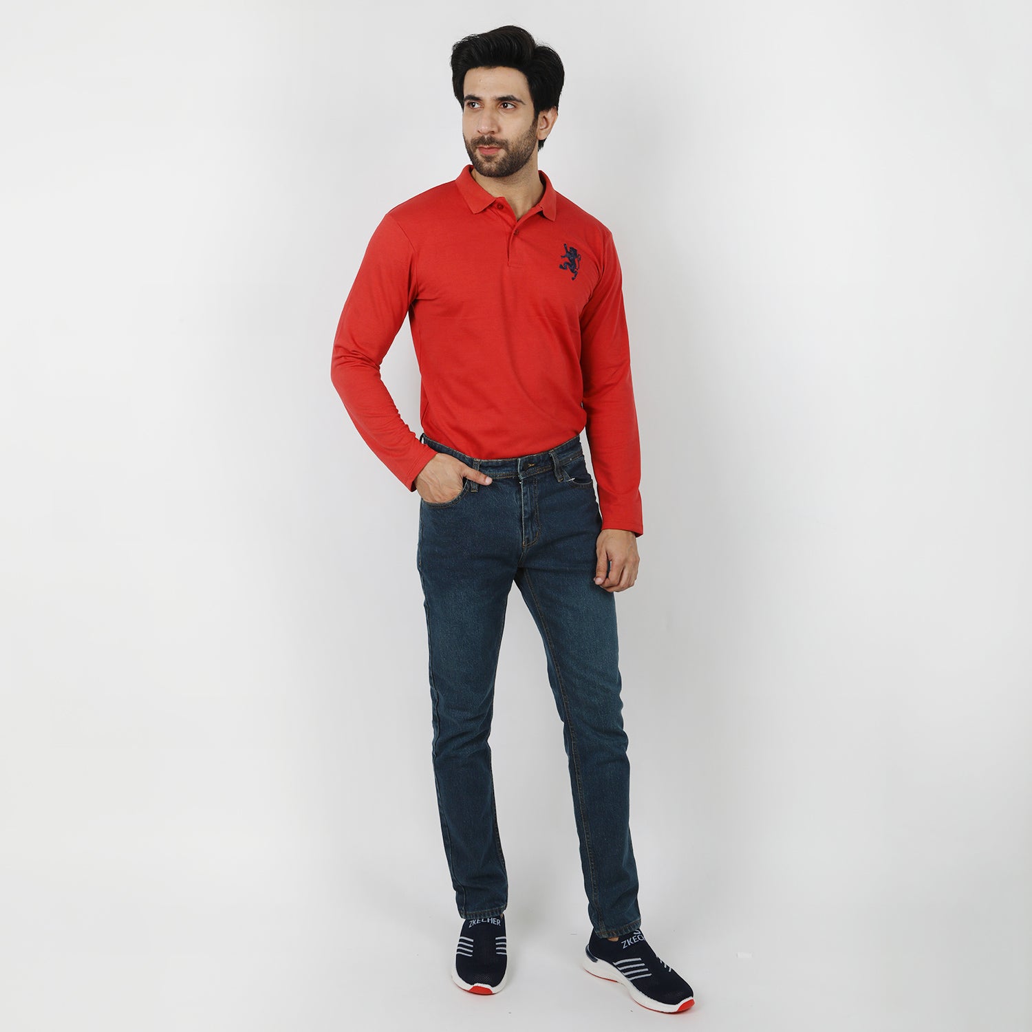 Men's Full Sleeves Polo T-Shirt - Rust, Men's T-Shirts & Polos, Chase Value, Chase Value