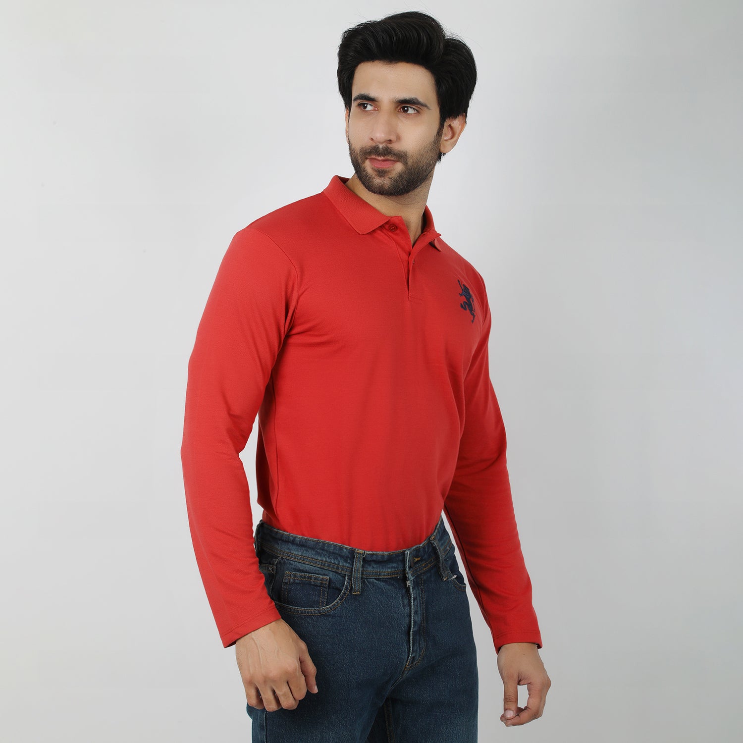 Men's Full Sleeves Polo T-Shirt - Rust, Men's T-Shirts & Polos, Chase Value, Chase Value