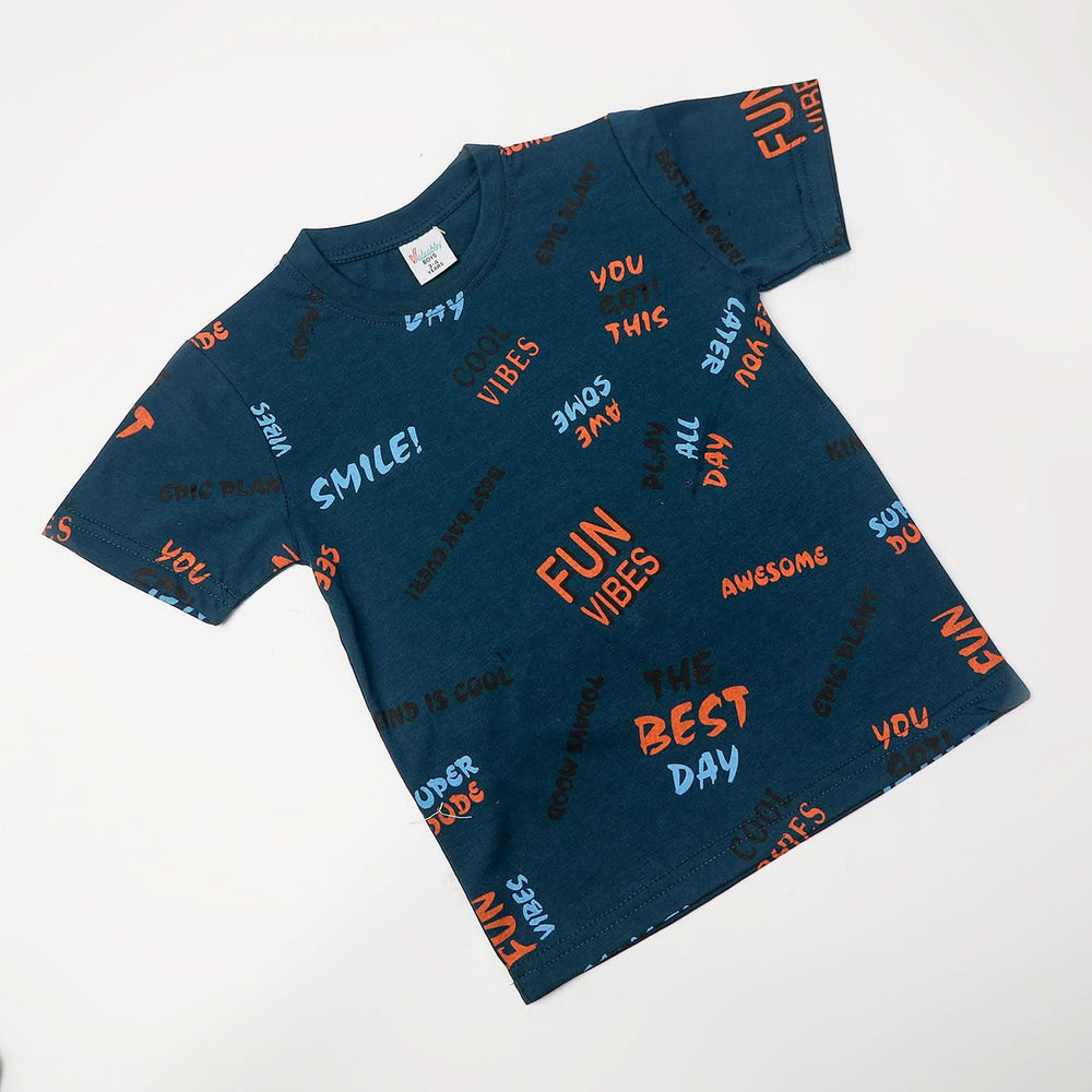 Boys Half Sleeves T-Shirt - Steel Blue, Boys T-Shirts, Chase Value, Chase Value