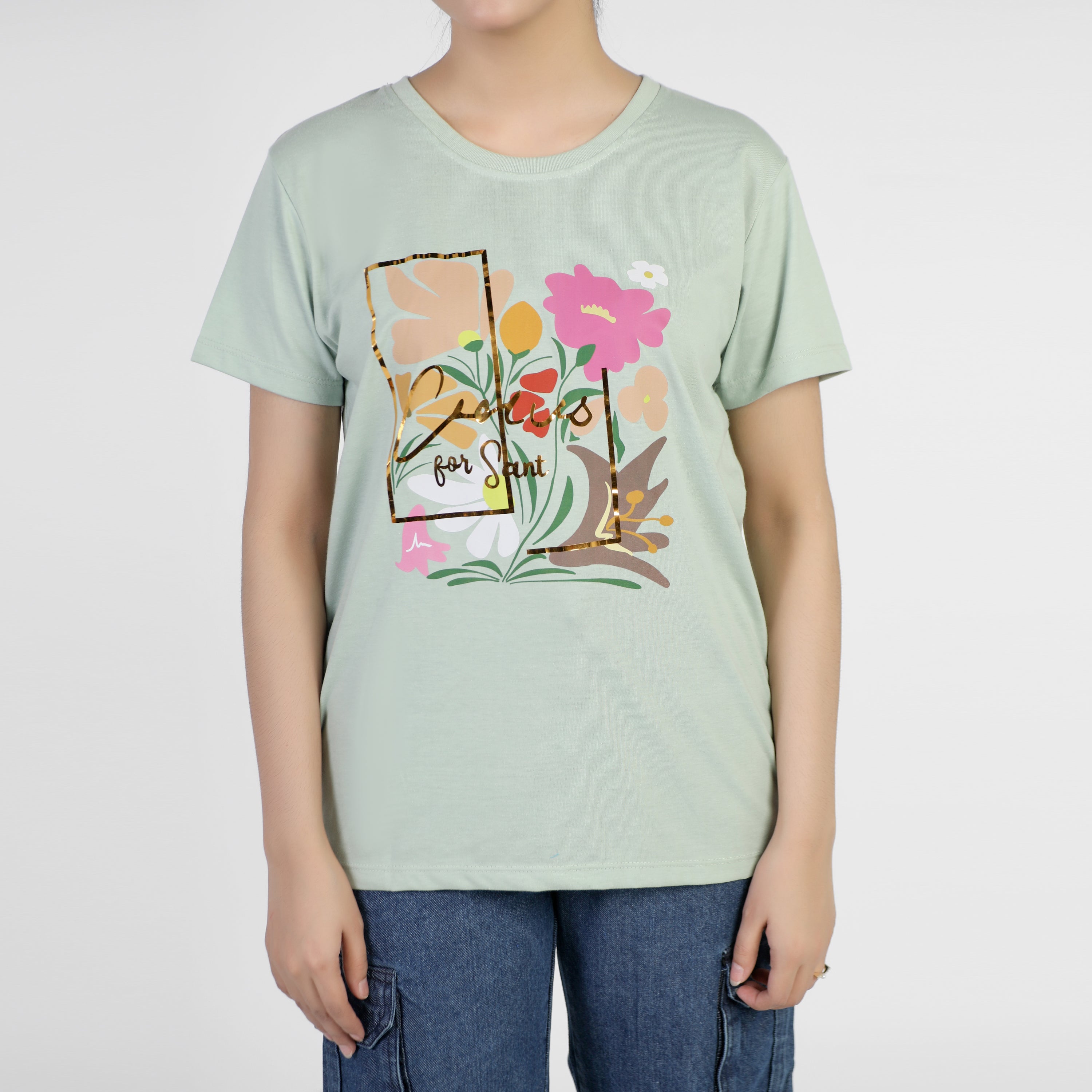 Valuable Women's Half Sleeves T-Shirt - Sea Green, Women T-Shirts & Tops, Chase Value, Chase Value