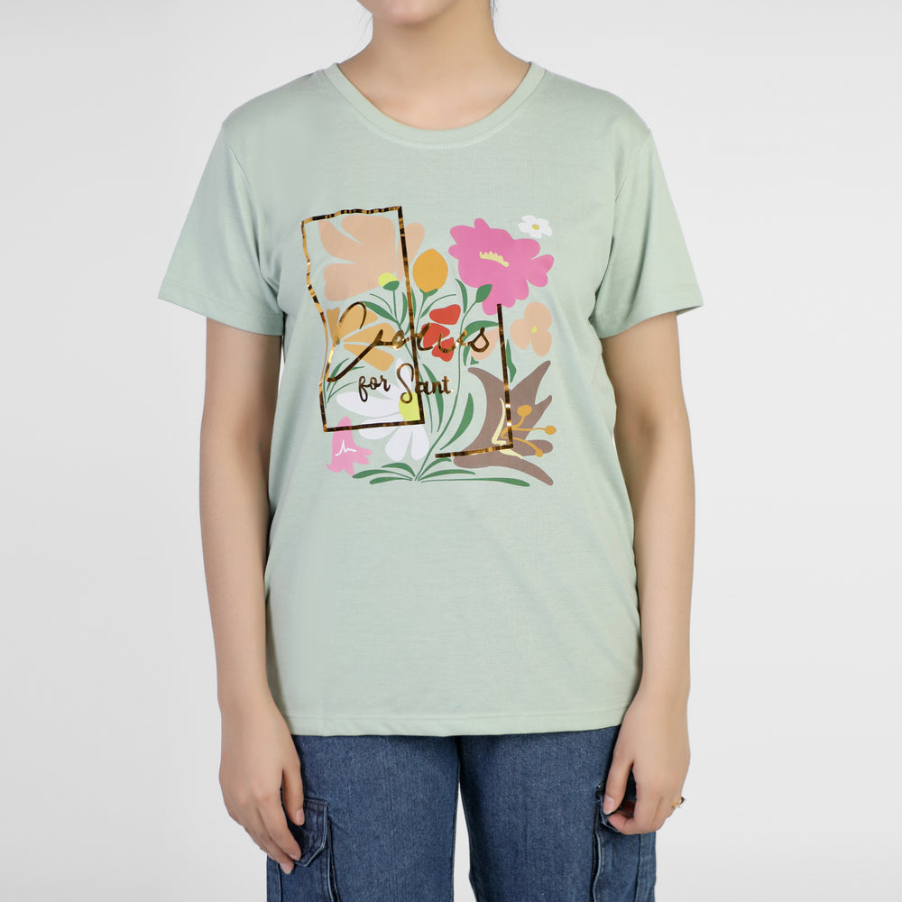 Valuable Women's Half Sleeves T-Shirt - Sea Green, Women T-Shirts & Tops, Chase Value, Chase Value