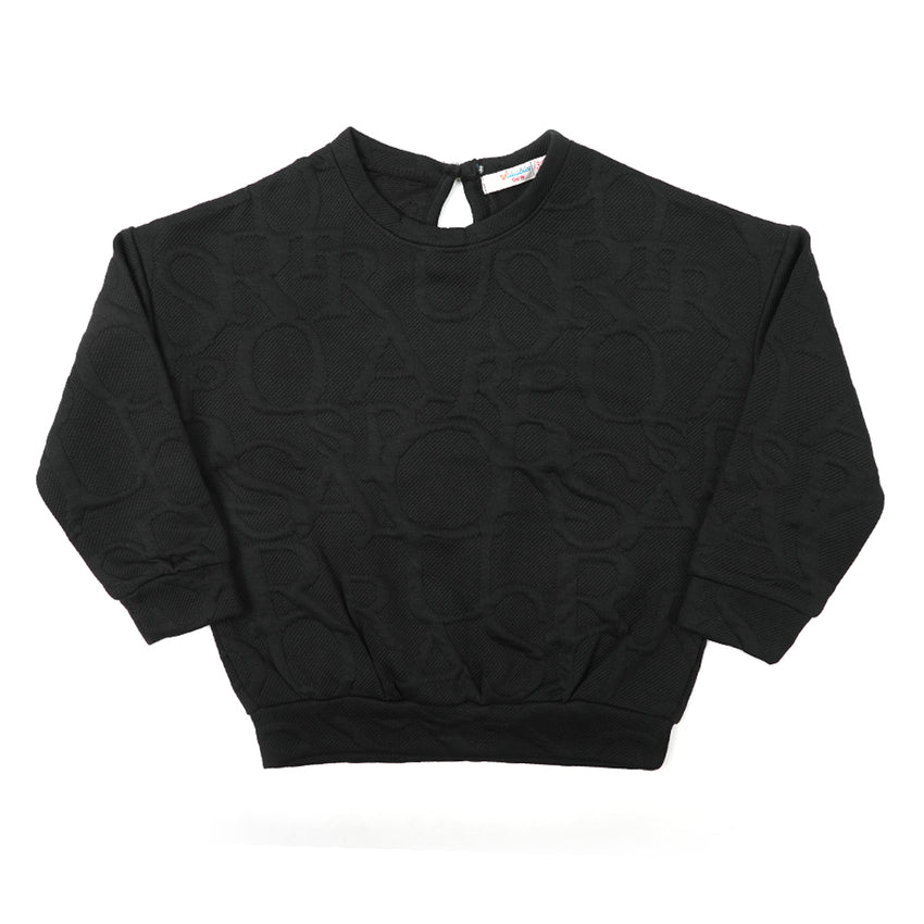 Girls Full Sleeves Sweat Shirt - Black