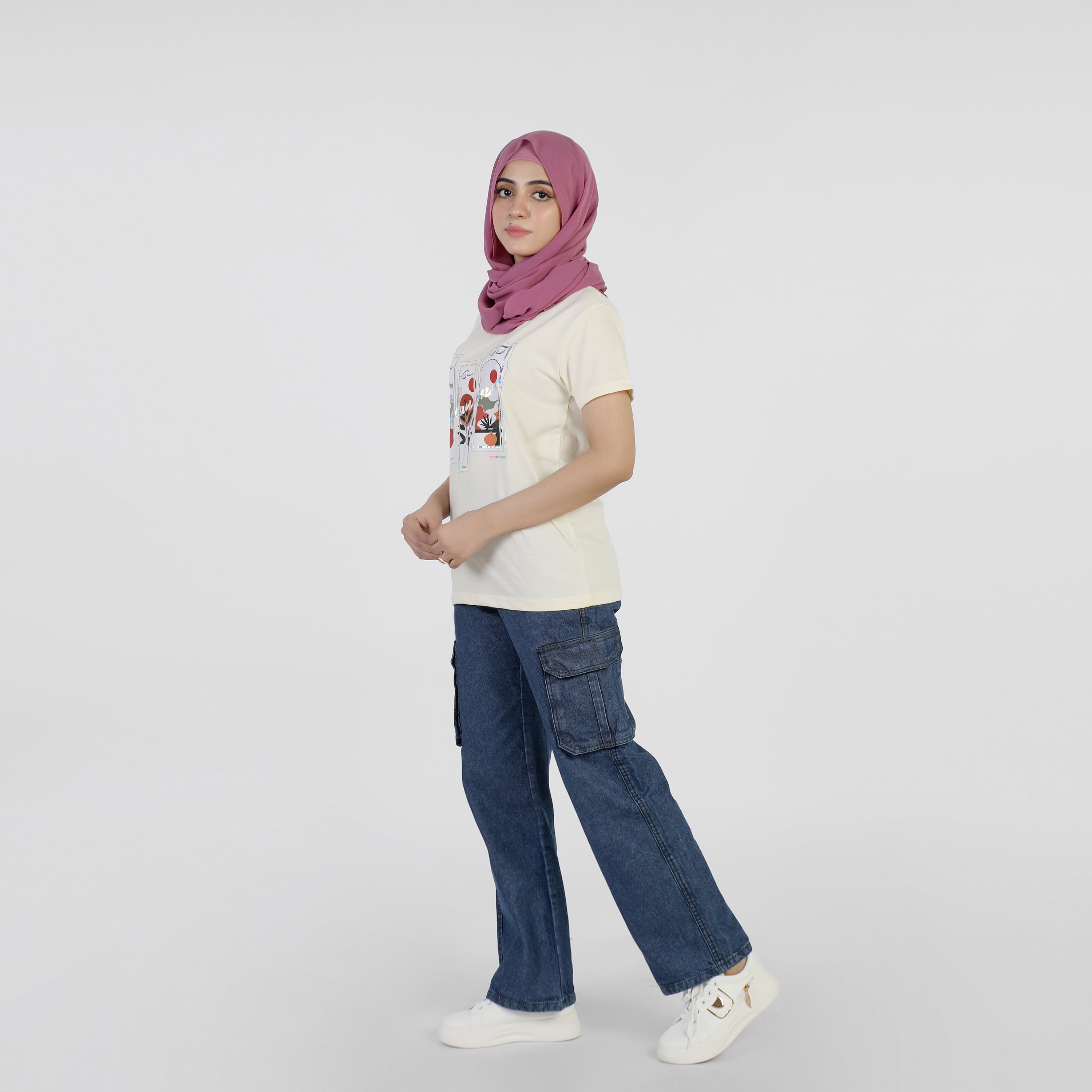 Valuable Women's Half Sleeves T-Shirt - Cream, Women T-Shirts & Tops, Chase Value, Chase Value