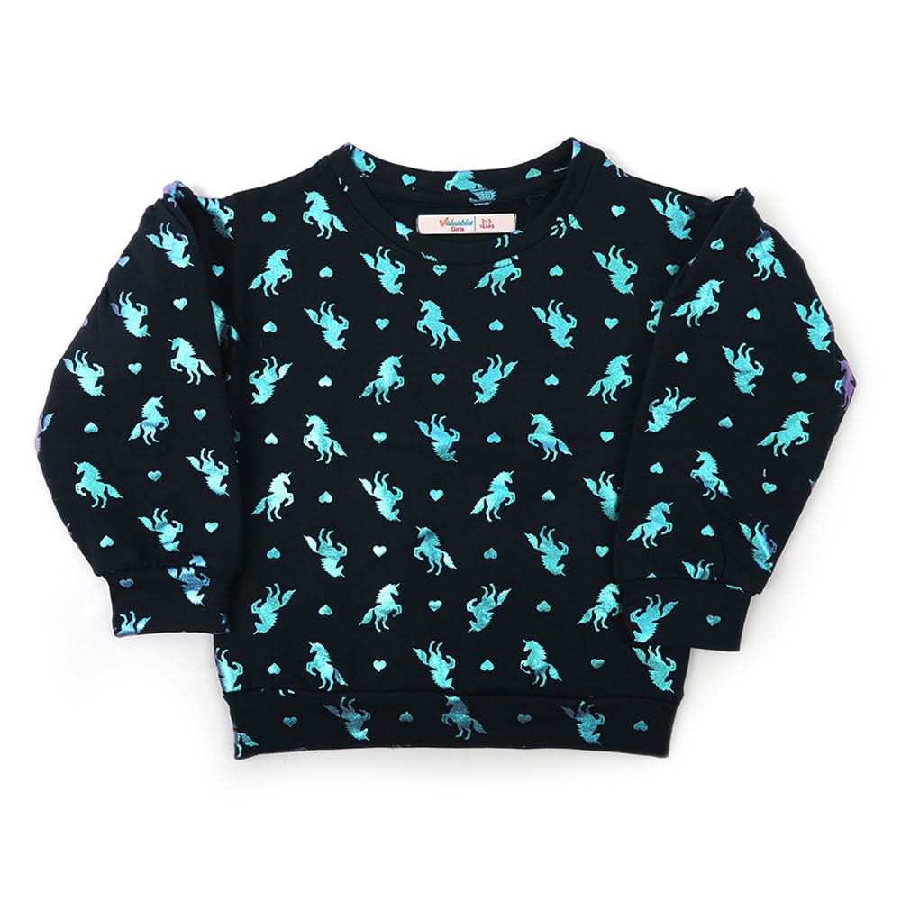 Girls Full Sleeves Sweat Shirt - Navy Blue, Girls Hoodies & Sweat Shirts, Chase Value, Chase Value