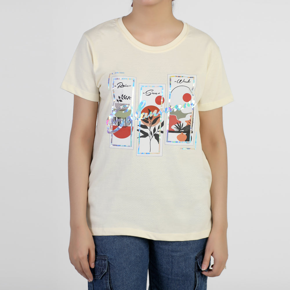 Valuable Women's Half Sleeves T-Shirt - Cream, Women T-Shirts & Tops, Chase Value, Chase Value