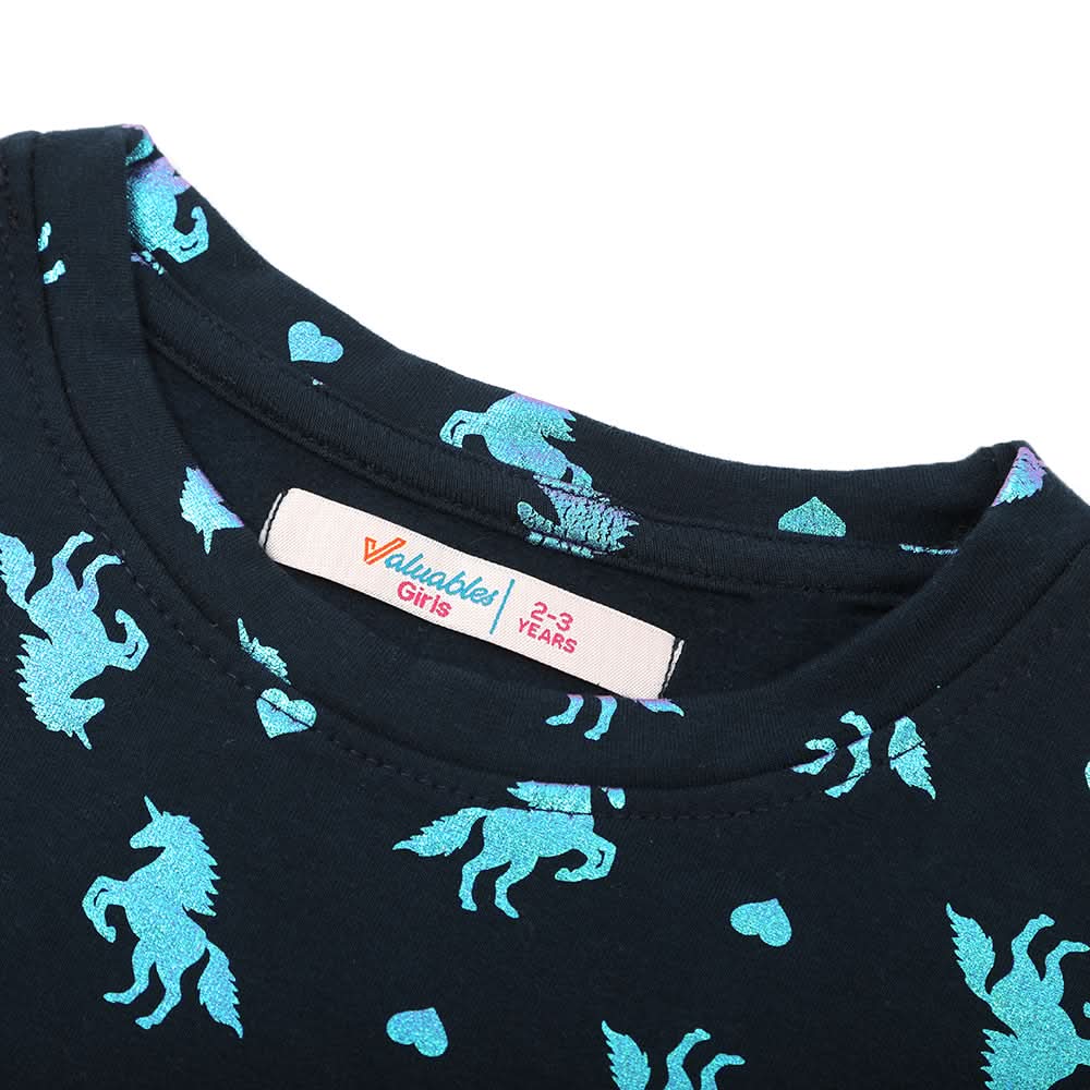 Girls Full Sleeves Sweat Shirt - Navy Blue, Girls Hoodies & Sweat Shirts, Chase Value, Chase Value