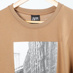Men's Half Sleeves Printed T-Shirt - Brown