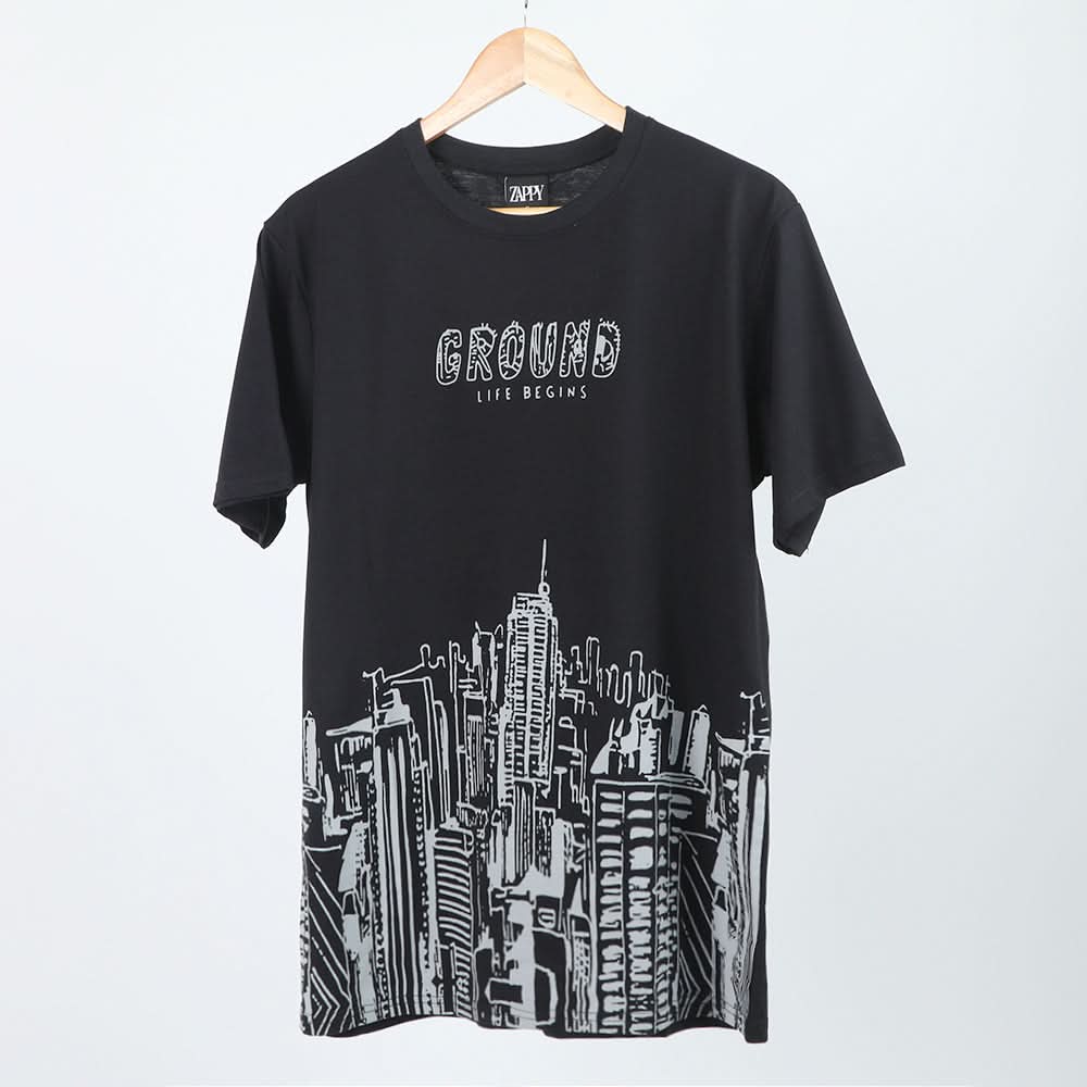Men's Half Sleeves Printed T-Shirt - Black, Men's T-Shirts & Polos, Chase Value, Chase Value