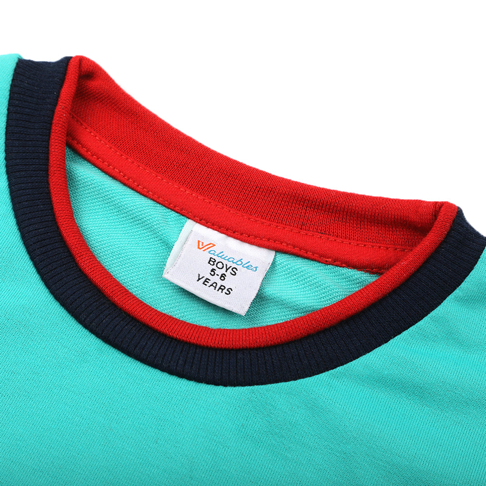 Boys Full Sleeves SweatShirt - Cyan, Boys Hoodies & Sweat Shirts, Chase Value, Chase Value