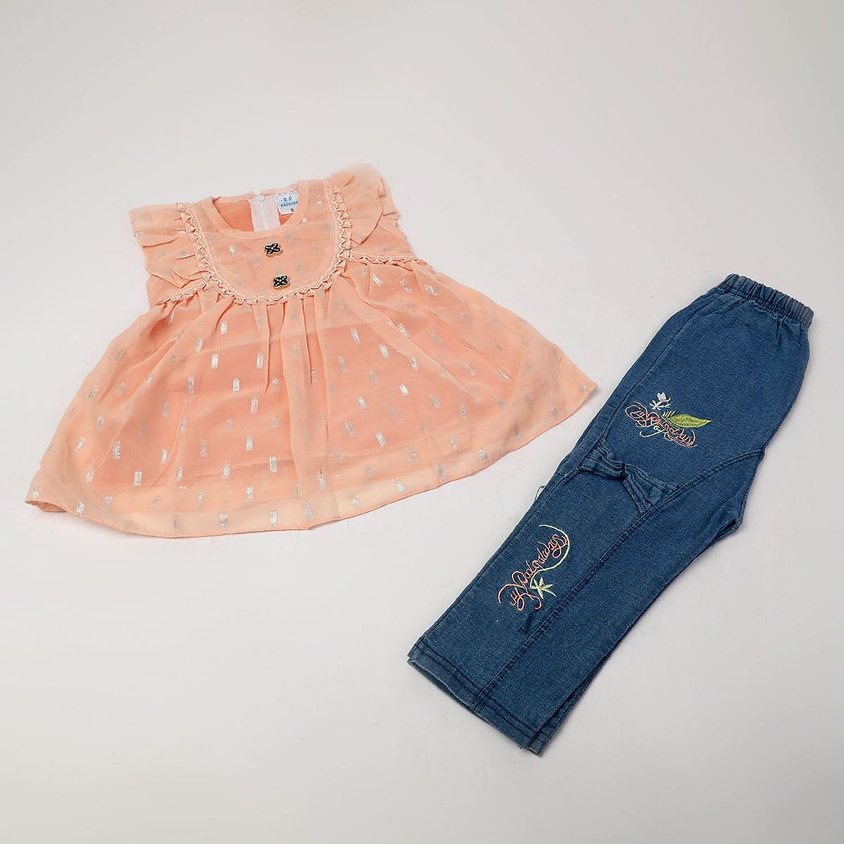 Girl's Half Sleeves Pant Suit - Peach, Girls Suits, Chase Value, Chase Value