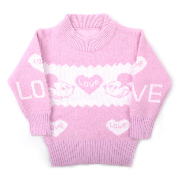 Girls Full Sleeves Sweater - Purple