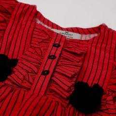 Eminent Girls Frock Stripe - Red