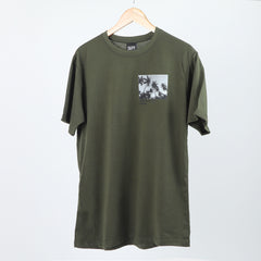 Men's Half Sleeves Printed T-Shirt - Olive Green
