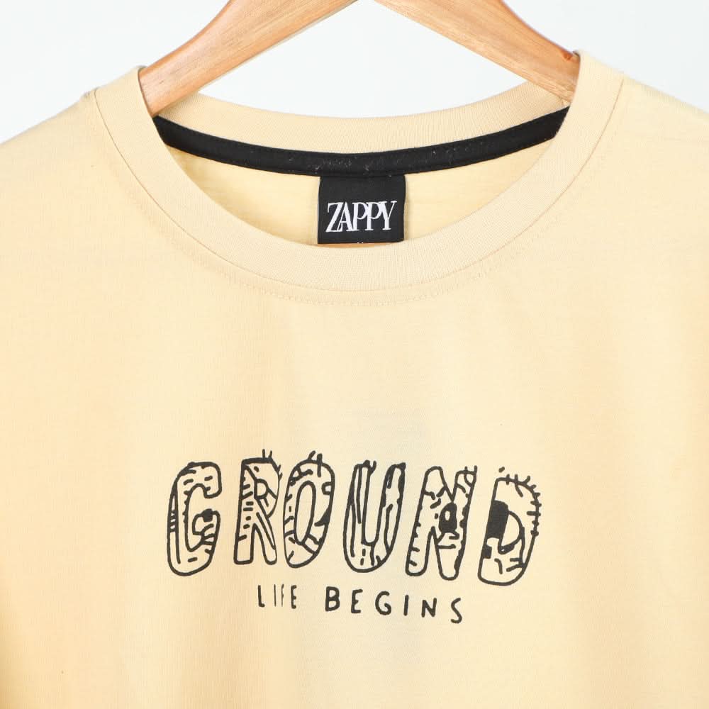Men's Half Sleeves Printed T-Shirt - Cream, Men's T-Shirts & Polos, Chase Value, Chase Value