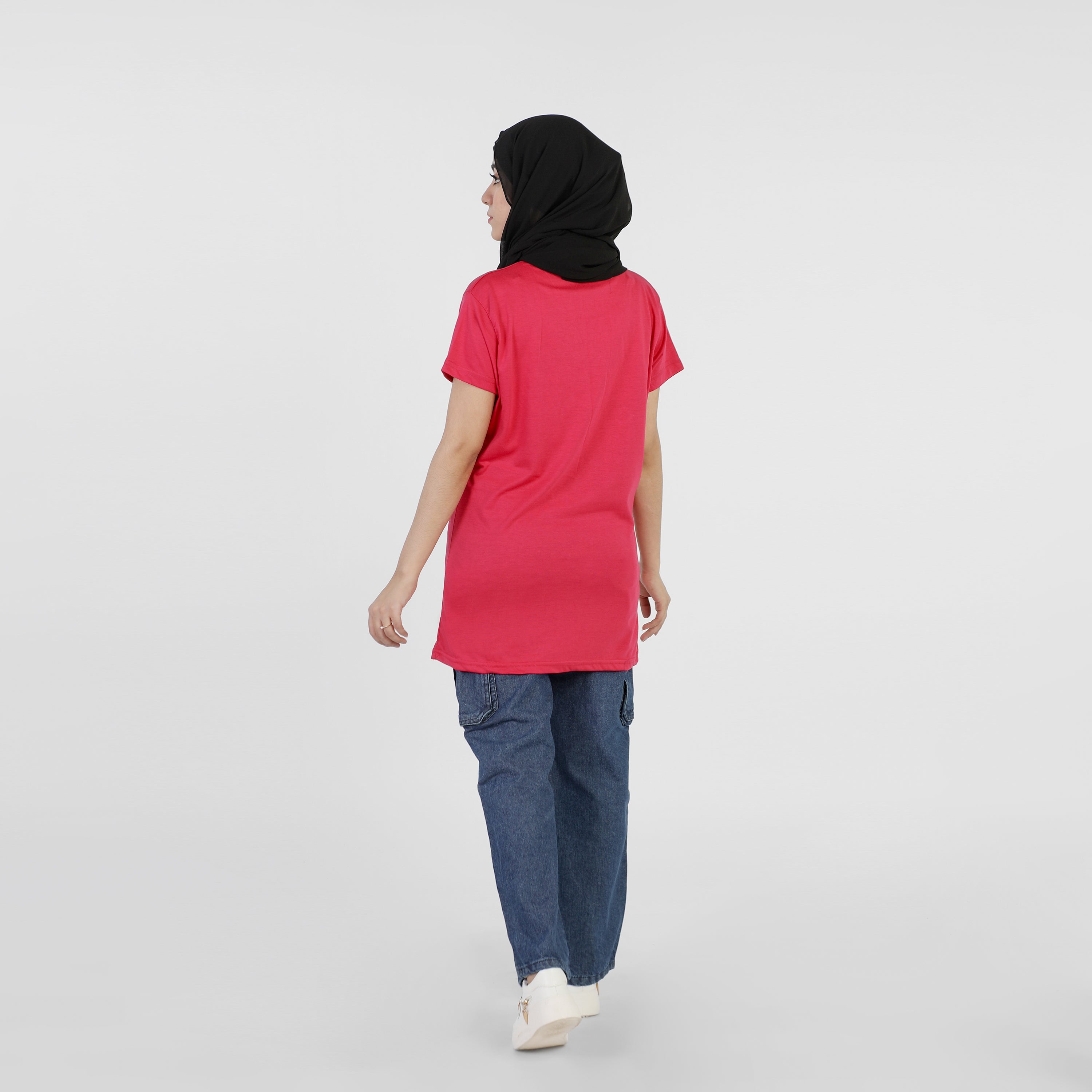 Women's Printed Half Sleeves T-Shirt - Dark Pink, Women T-Shirts & Tops, Chase Value, Chase Value